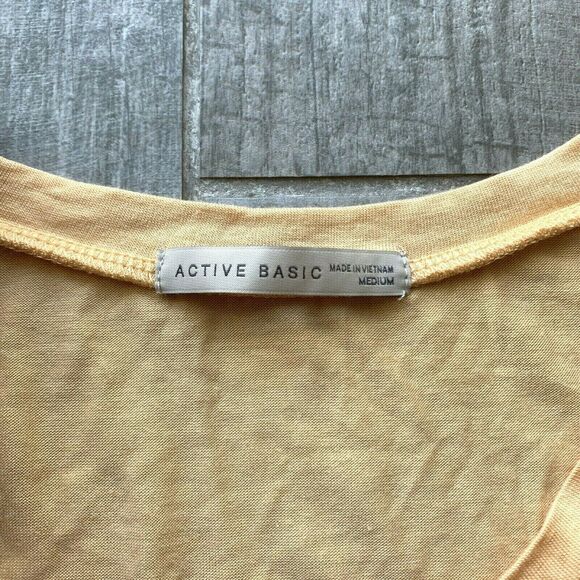 Peach Orange Slinky Stretch T-Shirt Short Sleeve Summer Basic Tunic Rayon M - Picture 5 of 7
